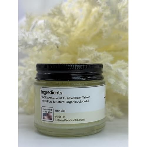 Tallow Balm: Unscented | 100% Grass-Fed & Finished Beef Tallow with Organic Jojoba Oil | Deep Moisture Balm | All-Natural Multipurpose Skincare for Dry & Sensitive Skin (2oz)