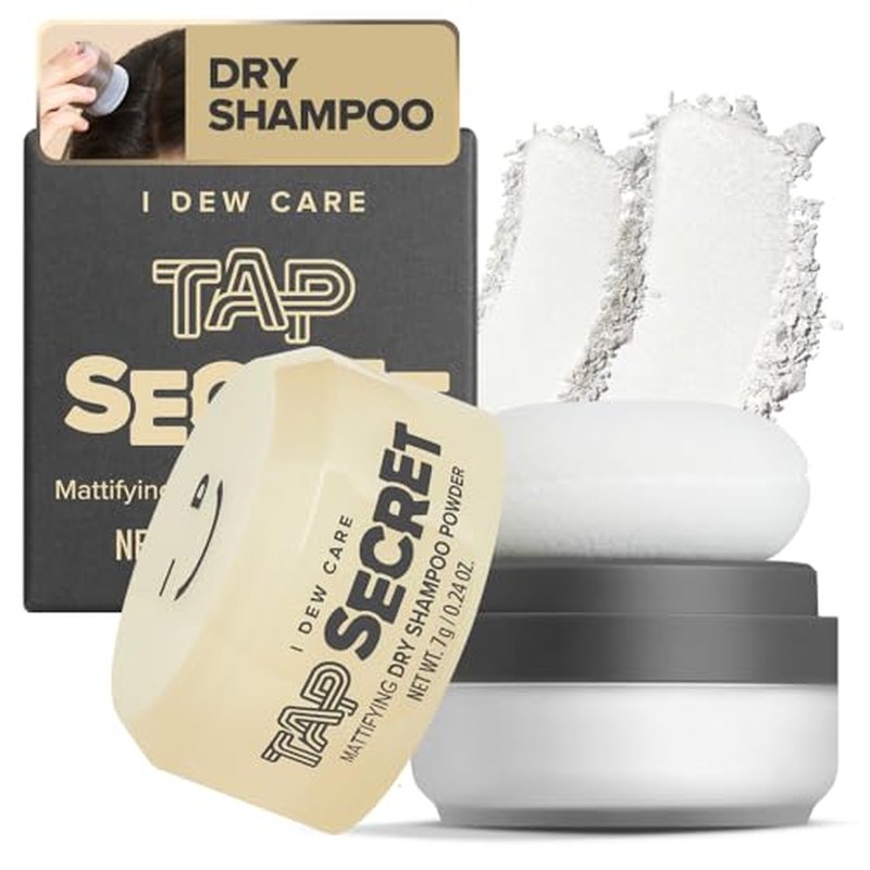 I DEW CARE Tap Secret Dry Shampoo Powder with Biotin - Tap Secret Original | Strengthening & Volumizing, Refillable, Travel size, Non-aerosol, Brunette, Korean Ginseng, Stocking Stuffers, 0.24 Oz
