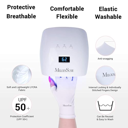 MelodySusie Nail Dust Collector Portable Vacuum Fan with UV Gloves for Gel Nail Lamp
