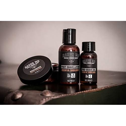 Razor MD Shave Trio for Men Pre-Shave Oil, Shaving Cream, Post-Shave Lotion, Premium Beard Care Kit And Beard Grooming Set Perfect for Conditioning And Beard Care, Sandalwood