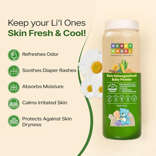 Talc Free Baby Powder - For Babies & Kids, Baby Powder For Kids, Baby Skin Care, Hypoallergenic, Talc Free Powder, Heals Diaper Rashes, Quick Moisture Absorbing, 100 GM (Pack of 1)