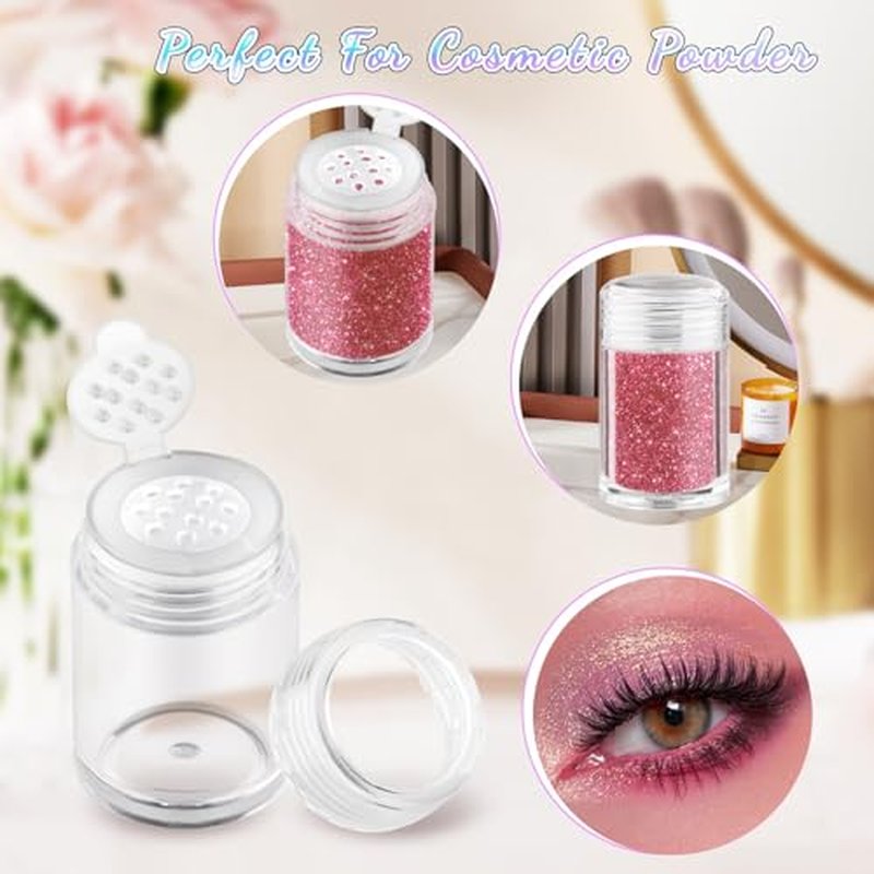 20 Pcs 10g Loose Powder Jar Plastic Refillable Face Powder Case Transparent Travel Cosmetic Container with Sifter - Clear Lid