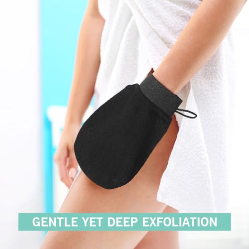 Black Exfoliating Body Gloves 20 Pcs Viscose Fiber Body Scrub Mitts for Skin Care