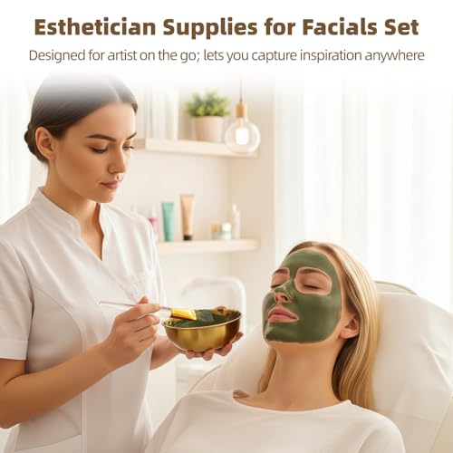 36 Pcs Esthetician Supplies for Facials Set, 12 Golden Stainless Steel Mixing Bowls, 12 Fan & 12 Detail Brushes, Facial Masks Brushes for Even Masks Application, Women Clay Masks Mixing Tools Kit