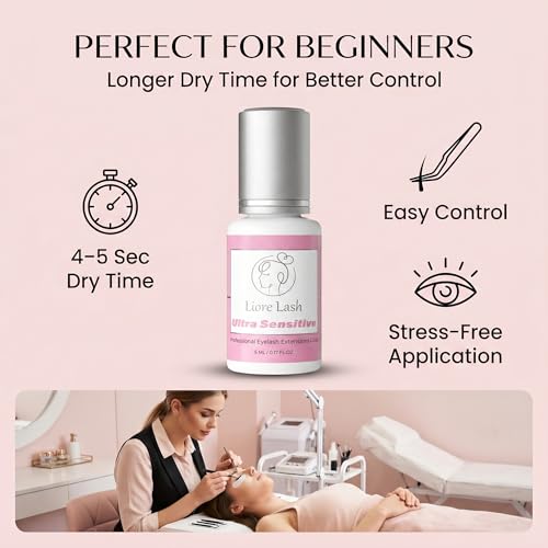 Liore Lash Ultra Dark Sensitive Lash Adhesive – Strong Hold, 3–4 Weeks Retention for Eyelash Extensions