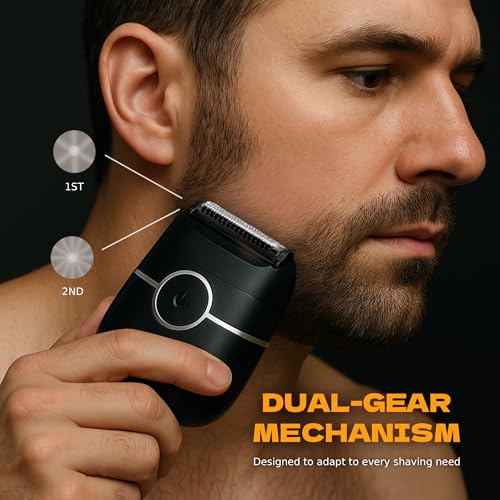 Men's Portable Electric Razor with Trimmer, Waterproof USB-C Shaver - Travel Friendly