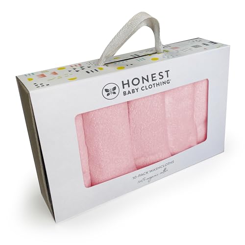 Baby Washcloths Set with Gift Box - 10 Soft Terry & Muslin Cloths for Infants, Light Pink, One Size