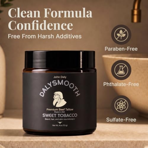 Sweet Tobacco Beard Balm with Beef Tallow & Natural Oils - 4oz - Deep Nourishment & Hydration - Suitable for Face & Beard - Variation: Sweet Tobacco