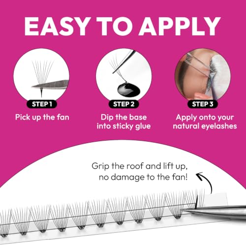 Eyesy Lash 1200 Easy Promade 5D Lash Fans Tray - 0.07 Curl CC Mixed Lengths 8-16mm