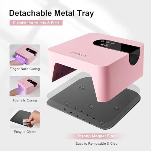 JODSONE UV Nail Lamp Rechargeable Portable with 3 Timers & LCD Display - Pink, H10-1