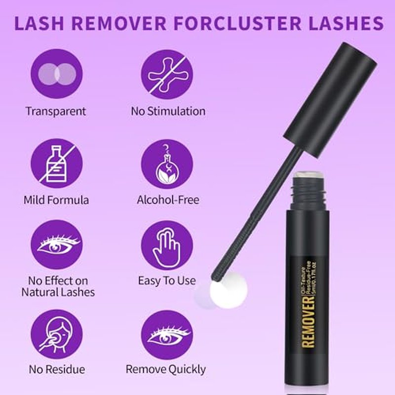 Lash Cluster Glue and Remover Kit,Waterproof & 96 Hours Long Lasting Strong Hold Lash Bond and Seal+Lash Remover Eyelash Adhesive and Remover for DIY Eyelash Extensions(2 in 1 Bond and Seal+Remover)