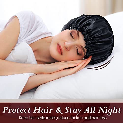 10-Pack Satin Sleep Bonnet for Women, Reversible & Adjustable Hair Caps