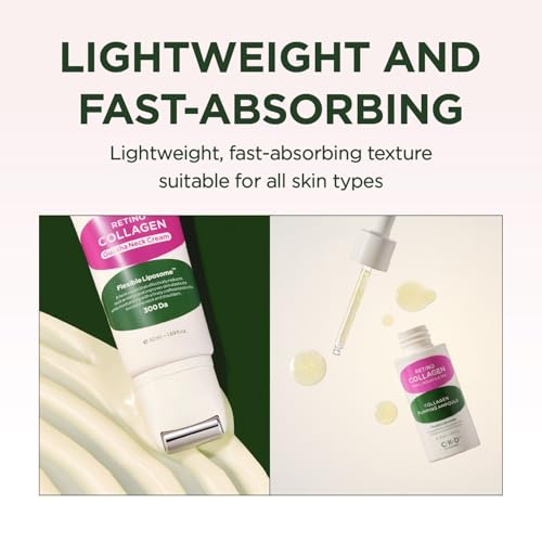 CKD Retino Collagen Gua Sha Neck Cream & Facial Serum Duo Set - Firming, Elasticity Boosting, and Deep Moisturizing. Korean Skincare Gift Set for Special Occasions and Daily Use