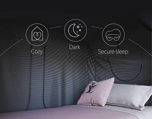 Twin Bed Tent Pop Up Privacy Canopy for Kids & Adults - Black - Plain