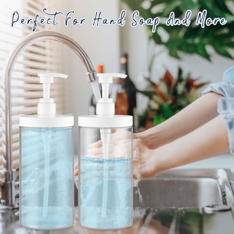 4 Pcs Pump Press Bottles Clear Plastic Shower Shampoo Bottles Empty Refillable Pump Dispenser for Lotion Soap Body Wash - 1000ml/34oz