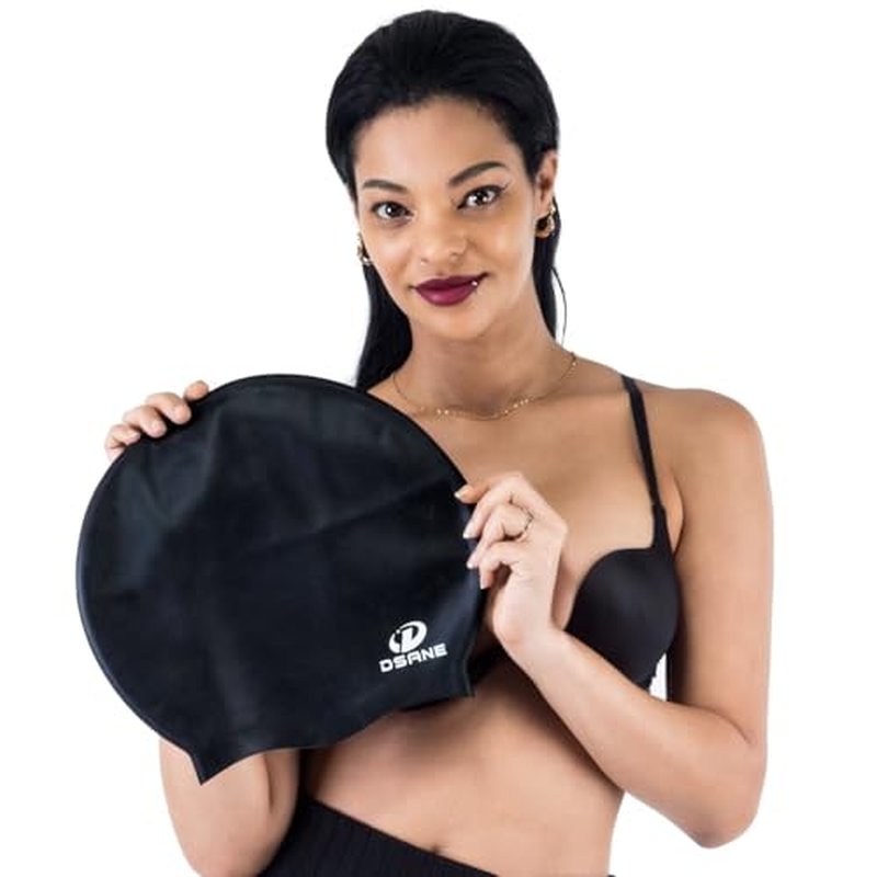 Dsane Extra Large Swimming Cap for Women and Men,Special Design Swim Cap for Very Long Thick Curly Hair&Dreadlocks Weaves Braids Afros Silicone Keep Your Hair Dry