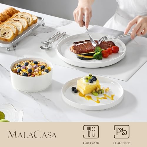 Ivory White Porcelain Dinnerware Set for 6 - 18 Piece Serving Plates & Bowls