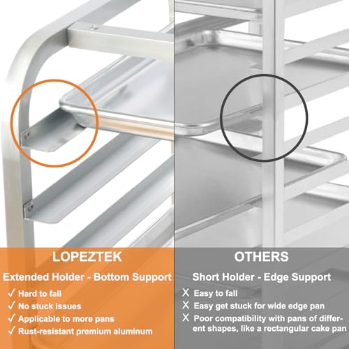 10-Tier Sheet Pan Rack with Wheels for Home Use - Adjustable Aluminum Bakeware Organizer