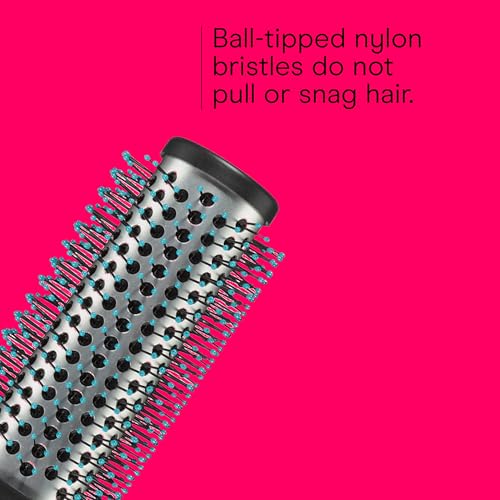 Conair Grip & Style Round Brush, Nylon Bristle Hair Brush for Blowout Styling, For Medium to Long Lengths, Ideal for Curly Hair