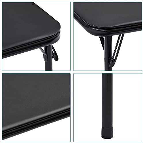 VECELO Kids Folding Activity Table and Chairs Set, 5 Piece, Classic Black