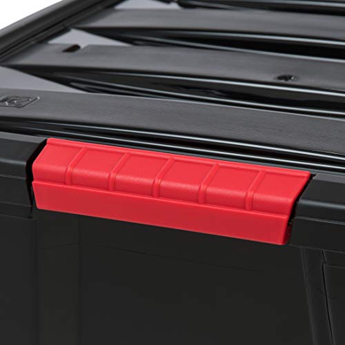 IRIS USA 6-Pack 54 Qt Black Storage Bins with Lids - Stackable, Durable Plastic