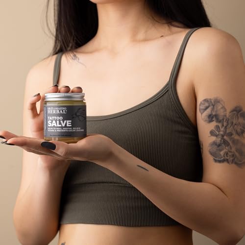 Natural Tattoo Salve 4 oz Pack of 1 - Moisturizing & Itch Soothing Balm, Petroleum-Free, Support Old & New Ink, USA Made