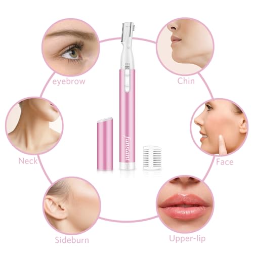 Upgraded Eyebrow Trimmer, Precision Electric Eyebrow Razor for Women Battery-Operated Facial Hair Remover with Comb No Pulling Sensation Painless for Face Chin Neck, Upper-Lip, Peach-Fuzz