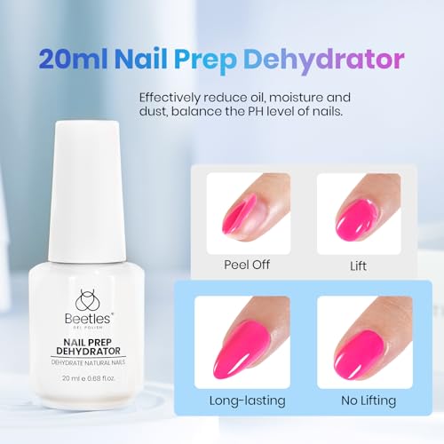 Beetles Nail Dehydrator 20ml Professional Nail Prep Acid-Free and Hema-Free Dehydrate Bond Primer for Acrylic and Gel Polish
