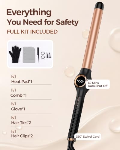 1 Inch Curling Wand Iron for Long Hair - Ceramic Extra Long Barrel No-Clamp - Variation of THIS listing