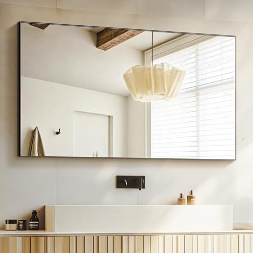 TRAHOME Matte Black Wall Mirror 48x30 Inch Bathroom Vanity Over Sink