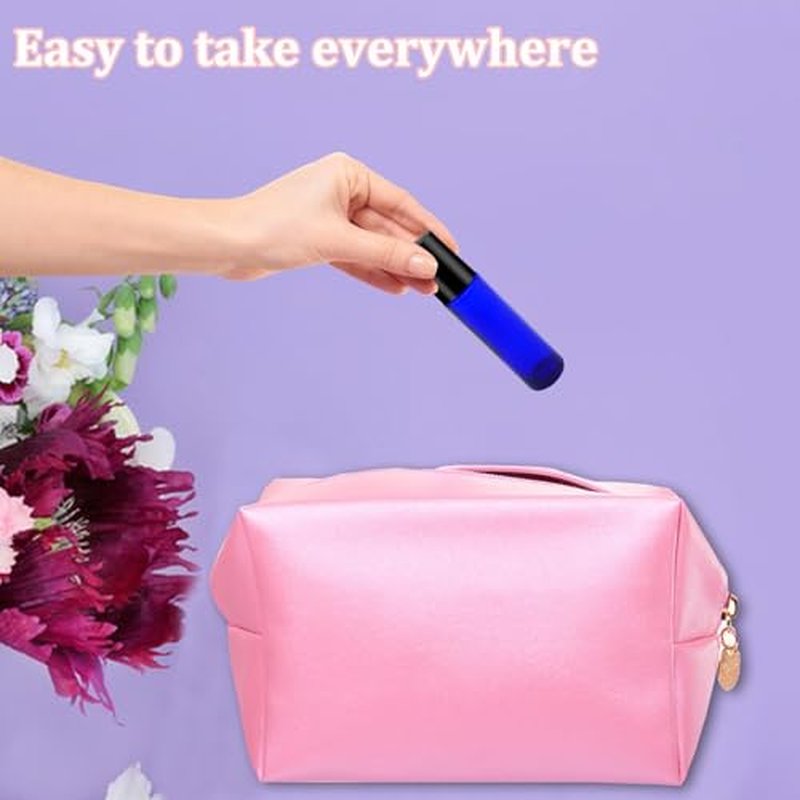 25 Pcs Essential Oil Roller Bottles 10ml Empty Glass Roller Bottles with Stainless Steel Roller Balls Protection Leakproof with 2 Funnel for Travel, Roller Balls For Essential Oils(Blue)