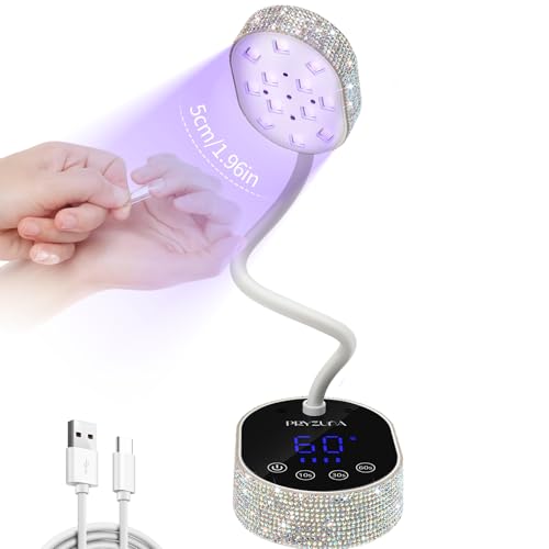 UV LED Nail Lamp 36W ? Mini Cordless Flash Cure Gooseneck UV Light for Gel X Nails, Portable USB Rechargeable Nail Dryer with Auto Sensor, 4 Timers & LCD Display for DIY Home Manicure (Diamond)