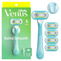Women's Razor with Reusable Handle, 5 Blade Refills & Shower Holder