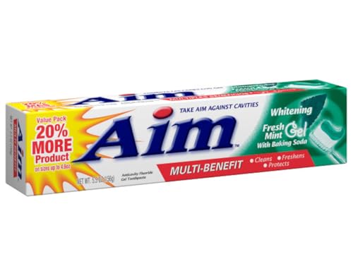 Aim Fresh Mint Gel Toothpaste 6 oz Tube - Cavity Protection & Whitening
