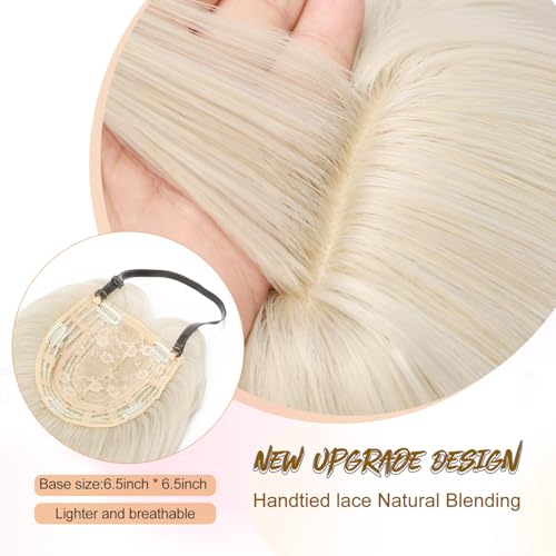 White Sakuraaa Hair Topper for Women with Thinning Hair 14 Inch Wavy Layered