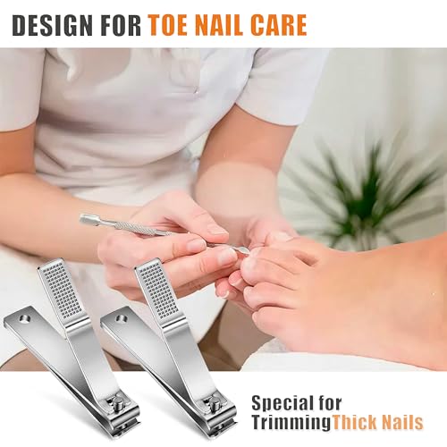 21-Pack Heavy Duty Toenail Clippers Bulk Set with Long Handles and Straight Blades