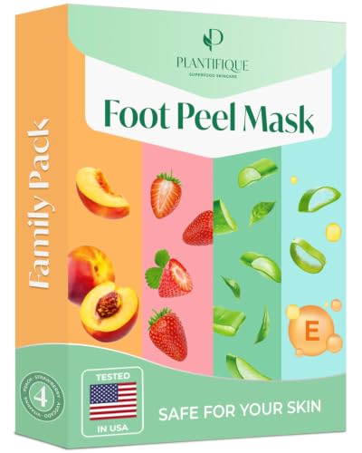 Foot Peeling Mask 4 Pairs - Dermatologically Tested Callus Remover for Men & Women - Mix / 1 Pack of 4