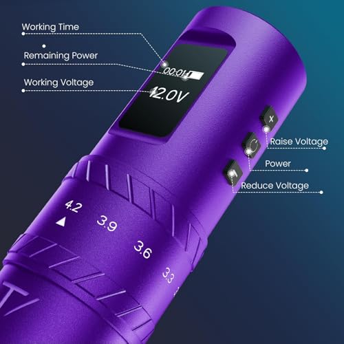 Portable Rotary Tattoo Machine with 2400mAh Battery - Medium Purple, 7 Stroke Options