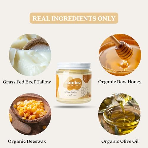 Unscented Grass Fed Beef Tallow & Honey Body & Face Moisturizer - 4 oz - Raw