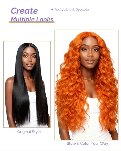 22 Inch Straight Lace Front Human Hair Wig - Natural Color, Pre-Plucked, Glueless Fit