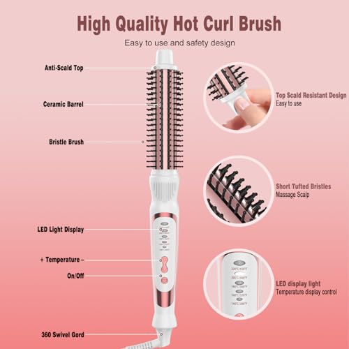 1 Inch Ceramic Tourmaline Heated Round Brush - White - Curling Iron & Voluminous Styling
