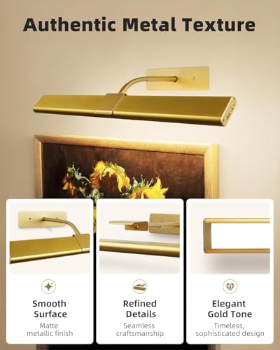 EZVALO Gold 16'' Rechargeable Wall Picture Lights 4-Pack - Dimmable Art Lighting