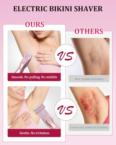 Pink Bikini Trimmer for Women 7000RPM Dual Head Electric Razor Gift