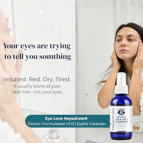 Eye Love Heyedrate Lid and Lash Cleanser - 4 oz Glass Bottle - Daily Eyelid & Lash Cleaner