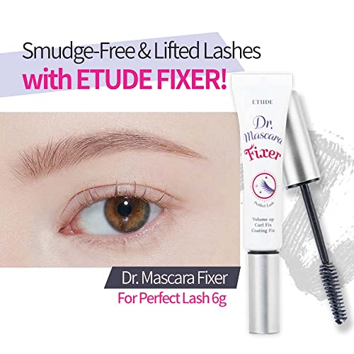ETUDE Dr. Mascara Fixer For Perfect Lash, Korean Mascara Fixer, All-Day Curl Hold, Volumizing, Smudge-Proof, Korean Makeup, Beauty, Transparent (0.203 Fl Oz)