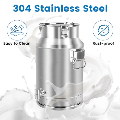 20L Stainless Steel Milk Can with Spigot Sealed Lid Heavy Duty Food Storage