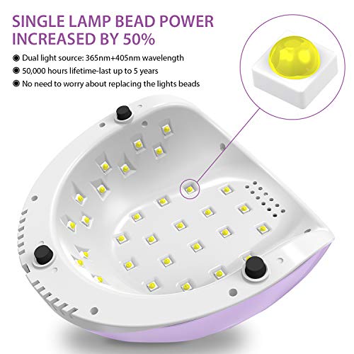 Easkep UV Light for Nails Lamp - 86W UV LED Nail Lamp Gel Nail Polish Curing Dryer for Salon 4 Timer Setting Auto Sensor Machine (Taro)