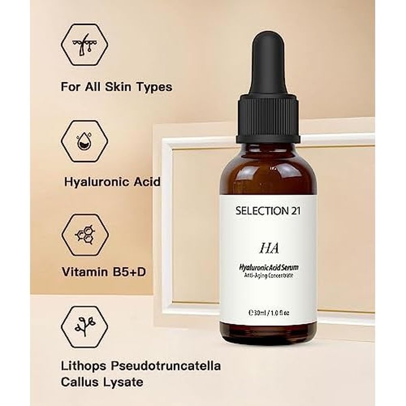 Advanced Hyaluronic Acid Serum for Face Anti Aging with 5% Hyaluronic Acid Complex, Hydrating Stem Cell Serum for Skin 1 Fl OZ.(pack of 1)