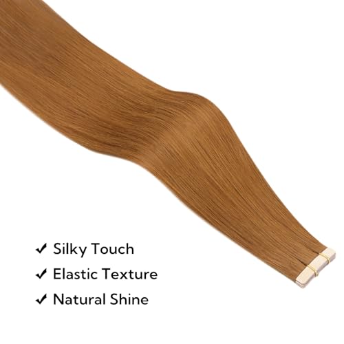 Auburn Ginger Hair Extensions Tape-In 18 Inch 10pcs Human Hair Highlight Set