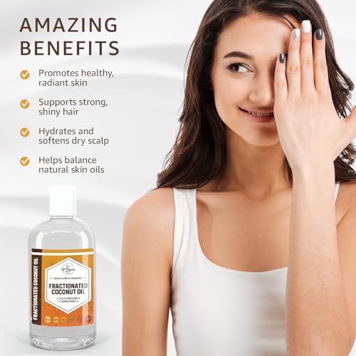 Organic Fractionated Coconut Oil 32oz - Pure Carrier Oil for Skin & Hair